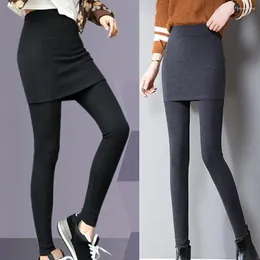 Damenhose, Damenrock, einfarbig, dehnbar, koreanischer Stil, schmal geschnittene Leggings mit für Herbst und Winter