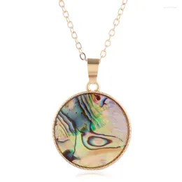 Kedjor Multi Colors Shell Leopard Pendant Necklace Round Heart Shape Geometric Chain Halsband Märke smycken