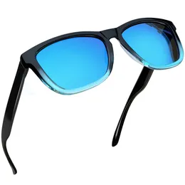 Square Polarized Sunglasses for Men Women, Lightweight Rectangle UV400 Mirrored Sport Sun Glasses (Blue)