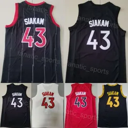 Team Pascal Siakam 43 Basketball City Jerseys Man tjänade färg Rand Black Red White For Sport Fans Classic Association Pure Cotton Brodery and Sewing Shirt