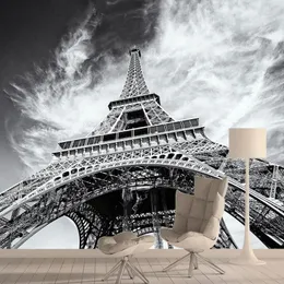 Bakgrundsbilder City 3D Bakgrund Mural för vardagsrum Väggpapper Papper Heminredning Självhäftande väggar Väggmålningar Rullar Eiffel Tower