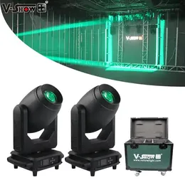 V-Show 2pcs with flycase Moving head Light 200W Zoom Beam Spot Wash 3in1 Goku Led Light with Folding Clamp for Disco Club Party Stage Lighting Shows