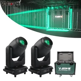 V-show 2st med flycase Moving Head Light 200W Zoom Beam Spot Wash 3in1 Goku LED-lampan med fällbar klämma för Disco Club Party Stage Lighting Shows