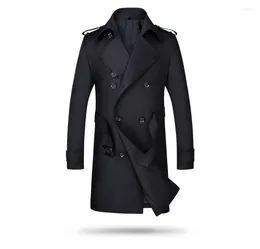 남자 트렌치 코트 2023 봄 남자 슬림 윈드 브레이커 버튼 아웃웨어 통기성 수컷 세련된 외투 바람 threeger 긴 코트 재킷
