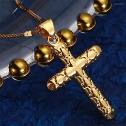 Hänghalsband Trendiga guldfärg korsar religiös halsband Crucifix Chain Jewelry