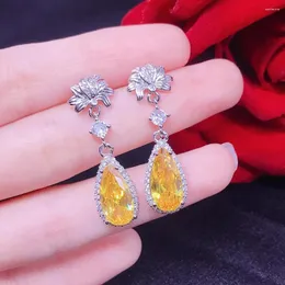 Orecchini pendenti Huitan Forma di Pera Cubic Zirconia Blu/Rosa/Giallo Accessori per le orecchie di lusso per le donne 2023 Gioielli da sposa alla moda