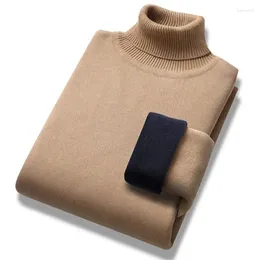 Suéteres para hombres 2023 Otoño Invierno Hombres Jersey de punto Edición coreana Sólido Casual Cuello alto Camisa de fondo de lana