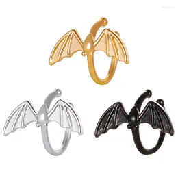 Backs Earrings Gothic Ear Cuff Black Bat Clip On Earcuff Femme Dragon Shaped Clips Simple Wing Bone