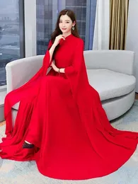 Casual Dresses Red Beach Dress Summer Clothes For 2023 Evening Maxi Fashion Elegant White Chiffon Long Sleeve Pink Prom Wedding F62