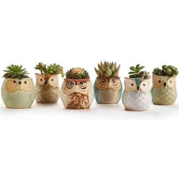 1 pz bella ceramica mini vaso scrivania fioriera per piante grasse bonsai fiore di cactus gufo vaso regali per le donne ragazze ragazzi bambini Y0314248Y
