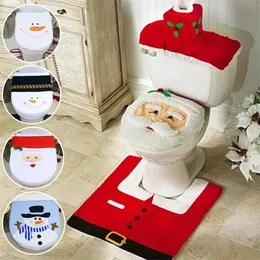 Toilet Seat Covers 3PCS/SET Christmas Toilet Seat Covers Creative Santa Claus Bathroom Mat Xmas Supplies for Home Year Atmosphere Decoration 231122