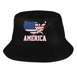 Boinas Chapéus de balde America Flag EUA Estados Unidos Mapa do país Sun Somb