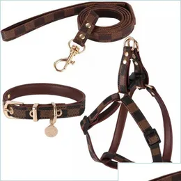 Hundhalsar Leases Leather Dog Collar för små medelstora hundar Justerbar mjuk andningsbar vadderad valpkrage med legeringspänne Heavy Dhrby