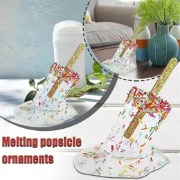 Garden Decorations Melting Ice Cream Model Ornaments Realistic Artificial Lollipop Resin Decoration Crafts Summer Cool Popsicle H315I