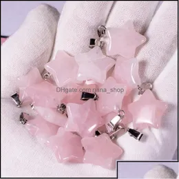 Ciondoli Ciondoli Cristallo naturale Opale Quarzo rosa Occhio di tigre Pietra Ciondolo a forma di stella per orecchini fai da te Collana Creazione di gioielli Nanashop D Dhp95