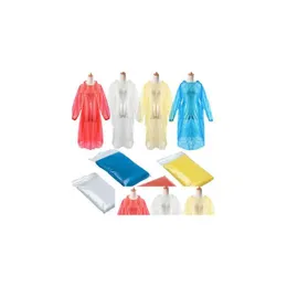 Raincoats engångsregnrock ADT Emergency Waterproof Hood Poncho Travel Cam Måste regnrock uni engångs regnkläder EEA1218 Drop Delive Dhfag