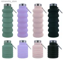 Wasserflasche 500 ml Outdoor Silikon Zusammenklappbare Wasserflasche Kreatives Radfahren Einziehbare Tasse Tragbare Outdoor-Sportarten Wasserflasche Geschenk Q231122