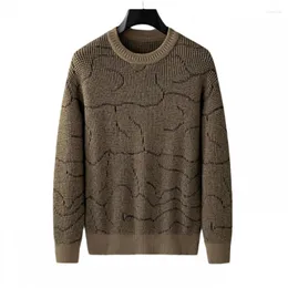 Camicie casual da uomo Maglione girocollo marrone Tendenze autunnali e invernali Jacquard Abbigliamento esterno sottile Pullover retrò lavorato a maglia