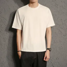 T-shirty męskie B1285-Short-Sleeved T-shirt męskie białe bawełniane bawełniane okrągła szyja Trend wydruku pół rękawu 230422