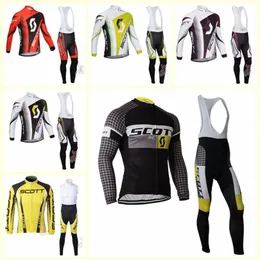 Scott Team Cycling Long Sleeves Jersey BIB Sets Men Men Full Zipper Outdoor Rower Racing Unching U120916255T