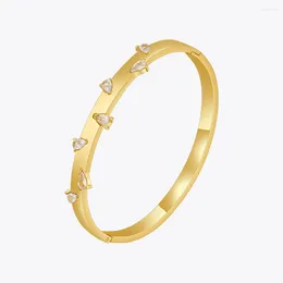 Bangle ENFASHION Pulseras Triangular Zircon Press For Women's Stainless Steel Trendy Cute Elegant Jewelry B232377