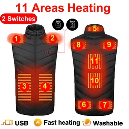 Men's Vests 11 Areas Heated Vest Heated Jacket Mens Women Electric Heating Vest Thermal Vest Warm Winter Heated Clothes Self Heating Vest 231122