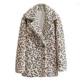 Futro kobiet 2023 Kobiety Leopard Woolen Faux Teddy Jackets Blazers Trench Coats Ubrania parkas Winter Stylish Casacos de inverno femininos