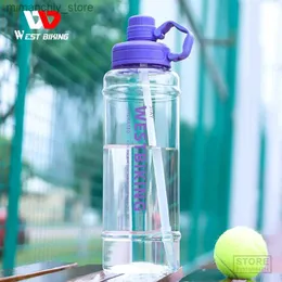 water bottle WEST BIKING 2 Liter Transparent Sport Water Bott Portab MTB Road Bike Bott Cycling Running Gym Fitness 2L Straw Bott Q231122