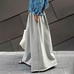 Spodnie damskie capris yeuzzi solidny moda luźne bawełniane spodnie szerokie nogi spodnie kasyficzne spodni Palazzo żeńska rzepa dla kobiet 230422