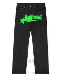 Hosen Herren Jeans Y2k Hip Hop Badfriend Brief Druck Baggy Schwarz Harajuku Mode Punk Rock Breite Fuß Hosen Streetwear 230322 8 GBNJQ3TN