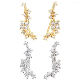 أقراط مسمار Eyika Gold Silver Color Flower Rattan for Women Zircon Ear Climber Earring Piercing Fine Jewelry Giftories