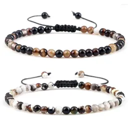 Brin fait à la main pierre naturelle tressé Bracelets feu Agates Onyx Quartzs perles réglable corde hommes femmes charme bijoux 4mm