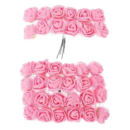 Dekorativa blommor 144 PCS Fake Rose Head Foams Roses Wedding Hair Clip Faux Decor Bride Pannbandsblomma för hantverk Hårnål Mini