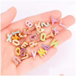 Charms Charms 10st 26 Letters A-Z PEADS Colorf English Alphabet Gold Tone Spacer Bead Armband Smycken Making Handmade Diy Accessorie Dhaoy