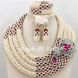 Necklace Earrings Set Fabulous Handmade Beads For Women Jewelry African Wedding Fashion Statement ABY334