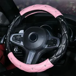 Steering Wheel Covers Universal Pu Leather Car Cover Bling Crystal Handcraft Interior Decor Accessories For Women L E6k5