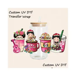 Andere Spezialpapier-UV-DTF-Cup-Wraps-Transferaufkleber für 16-Unzen-Glasdosen, bereit für Halloween, wasserfeste, klare Folienaufkleber, Drop-Delive-Dhgda