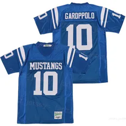 Voetbal High School Meadows Mustangs Jerseys 10 Jimmy Garroppolo Puur Katoen Moive HipHop College Pullover Ademend Borduursel Team Blauw Voor Sportfans Sale