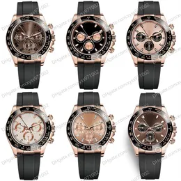 10 Style Men's Watches M116515ln 40mm Chocolate Dial 18k Rose Gold Natural Rubber Strap No Chronograph 2813 Sports Automatic 169i