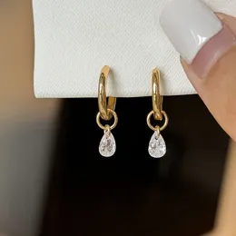 Hoop Earrings Fashion Gold Plated Zircon Water Drop Earring For Women Girls Party Wedding Jewelry Gift E2183