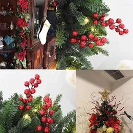 Dekoratif çiçekler uzun ömürlü yapay meyveler parlak gerçekçi meyve Noel süsleri ev dekor için 10/30 adet tatil