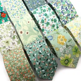 Pajaritas para hombre Casual Chic Floral Corbata Hierba Verde Algodón Elegante Boda Fiesta Traje Collar Flor Corbata Gravata Accesorios