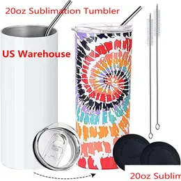 Tumblers Ca Usa Warehouse 20Oz Sublimation Stainless Steel Double Wall Insated Coffee Mug White Straight Blank Stocked Drop Delivery H Dhqbb