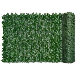 フェンシングトレリスゲート人工ヘッジグリーンリーフアイビーフェンススクリーン植物壁偽草装飾的なプライバシー保護303a