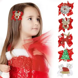 Fermagli per capelli Barrettes 9 pezzi / set Autunno Inverno Paillettes Lucidi decorativi Natale Bambini Glitter Fermagli per capelli Copricapo Boutique fiocchi per capelli ragazza 231121