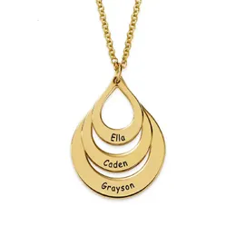 Pendant Necklaces Personalized Jewelry Water Drop Family Name Necklaces Stainless Steel Customized Necklaces Pendants Women Mother's Day Gift 231121