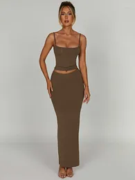 Sukienki robocze Kobiety Solidne maxi długie sukienki Elegancka swobodna moda biuro Lady Pullover Bodycon Slimon Streetwear Suits 2023