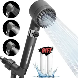 Badezimmer-Duschköpfe, Hochdruckkopf, 3 Modi, verstellbares Spray mit Massagebürste, Filter, Regenwasserhahn-Zubehör 231122