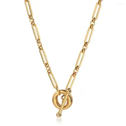 Ketten-Frauen-Mädchen-Goldfarben-Kabel-Ketten-Halsketten-Edelstahl-Verbindungs-Halsketten-Kippverschluss-Schmucksache-Großverkauf DDN289