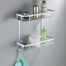 Bathroom Shelves Shiny Bathroom Aluminum Plate Shelf Bathroom Shampoo Shower Gel Rack Kitchen Hanging Storage Rack 230422